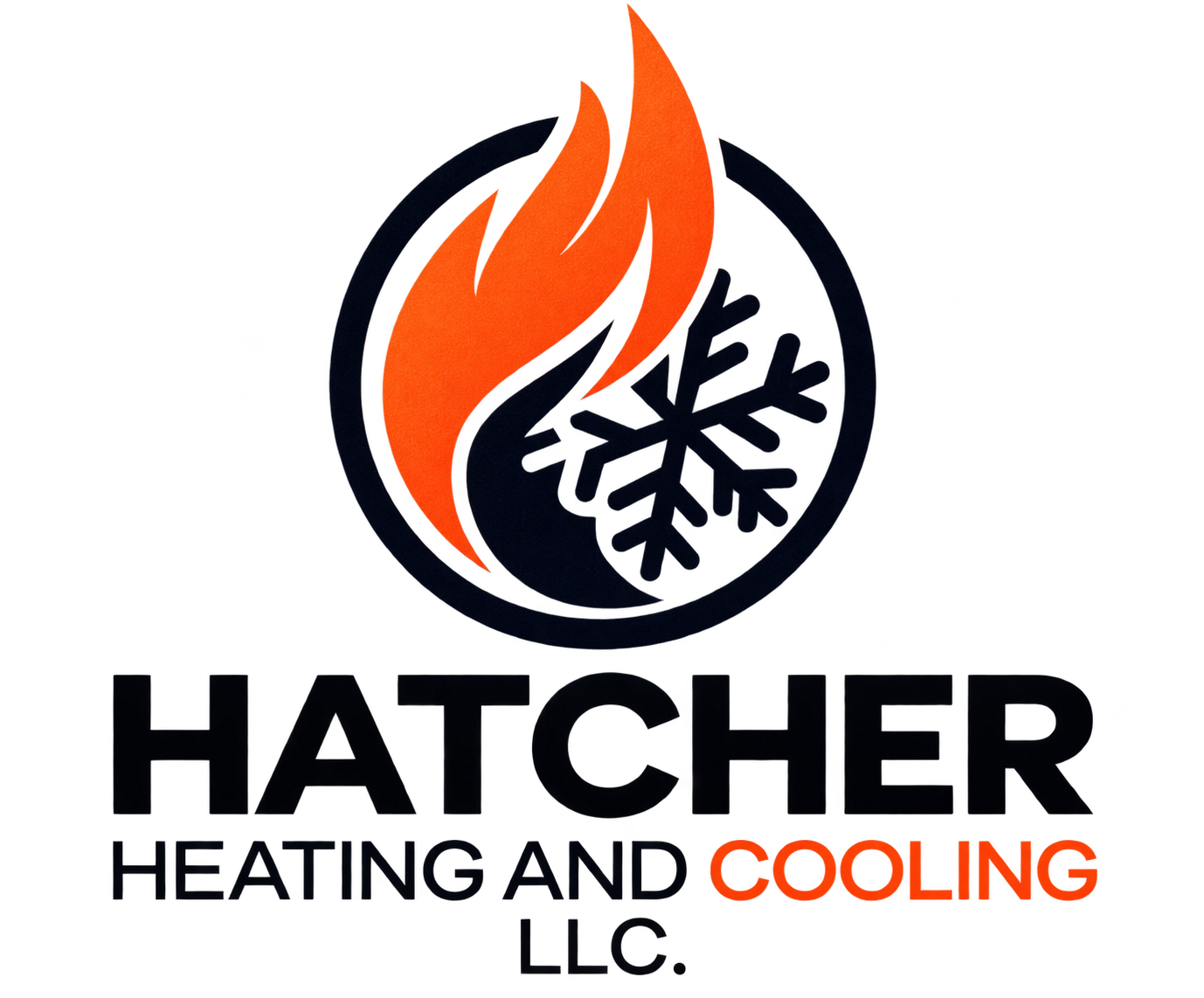 Hatcher Heating and Cooling LLC — flame and snowflake logo